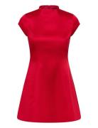 Delphi Hourglass Satin Dress Lyhyt Mekko Red Bardot