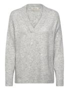 Crmerle Oz V-Neck Pullover Tops Knitwear Jumpers Grey Cream