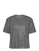 Beaded Over D Top Tops T-shirts & Tops Short-sleeved Grey ROTATE Birge...