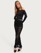 Nelly - Musta - Mesh Rouched Skirt