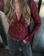 Nelly - Punainen - Gorgeous Lace LS Top