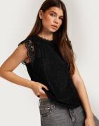 Pieces - Musta - Pcolline Sl Lace Top Noos