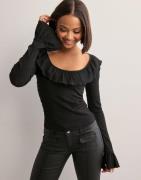 Nelly - Musta - Stunning Frill Blouse Top