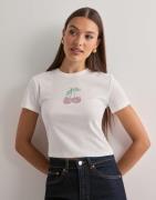 Only - Valkoinen - Onlkira S/S Bling O-Neck Short Top