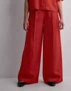 Selected Femme - Punainen - Slflyra Hw Wide Linen Pant B