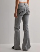 Nelly - Harmaa - Low Waist Bootcut Stitch Jeans