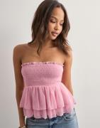 Nelly - Vaaleanpunainen - Chiffon Smock Top