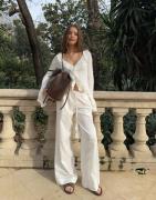 Nelly - Valkoinen - Pull On Tassel Linen Pants