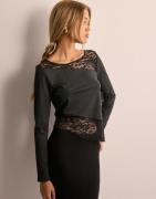 Only - Musta - Onlslay L/S Lace Mix Top Box Jrs