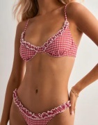 Nelly - Punainen - Frill Check Bikini Bra
