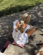 Nelly - Sininen - Lace Detail Frill Top