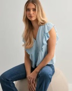 Only - Sininen - Onlrian Flonce S/S Top Wvn