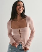 Nelly - Vaaleanpunainen - Square Bow LS Top
