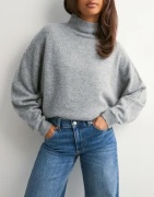 Nelly - Harmaa - Sleeve Focus Polo Knit Sweater