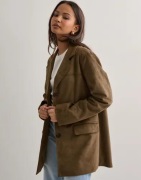 Only - Ruskea - Onltulip Faux Suede Blazer Coat Otw