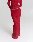 Nelly - Punainen - Romantic Lace Maxi Skirt