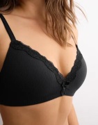 Hunkemöller - Musta - Lola Non Wired Low Demi Pu