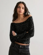 Pieces - Musta - Pckam Ls Offshoulder Top Jrs Bc