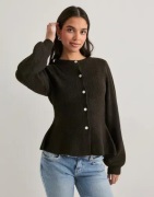 Pieces - Ruskea - Pcsilly Ls Puff Knit Cardigan Noos