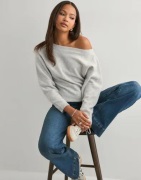 Nelly - Harmaa - Wide Neck Knit Sweater