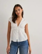 Nelly - Valkoinen - Striped Lace Detail Blouse