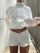 Nelly - Valkoinen - Colored Fringe Jeans Shorts
